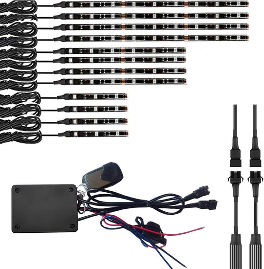12 Pcs Motorcycle LED Light Kit Strips Multi-Color with Remote