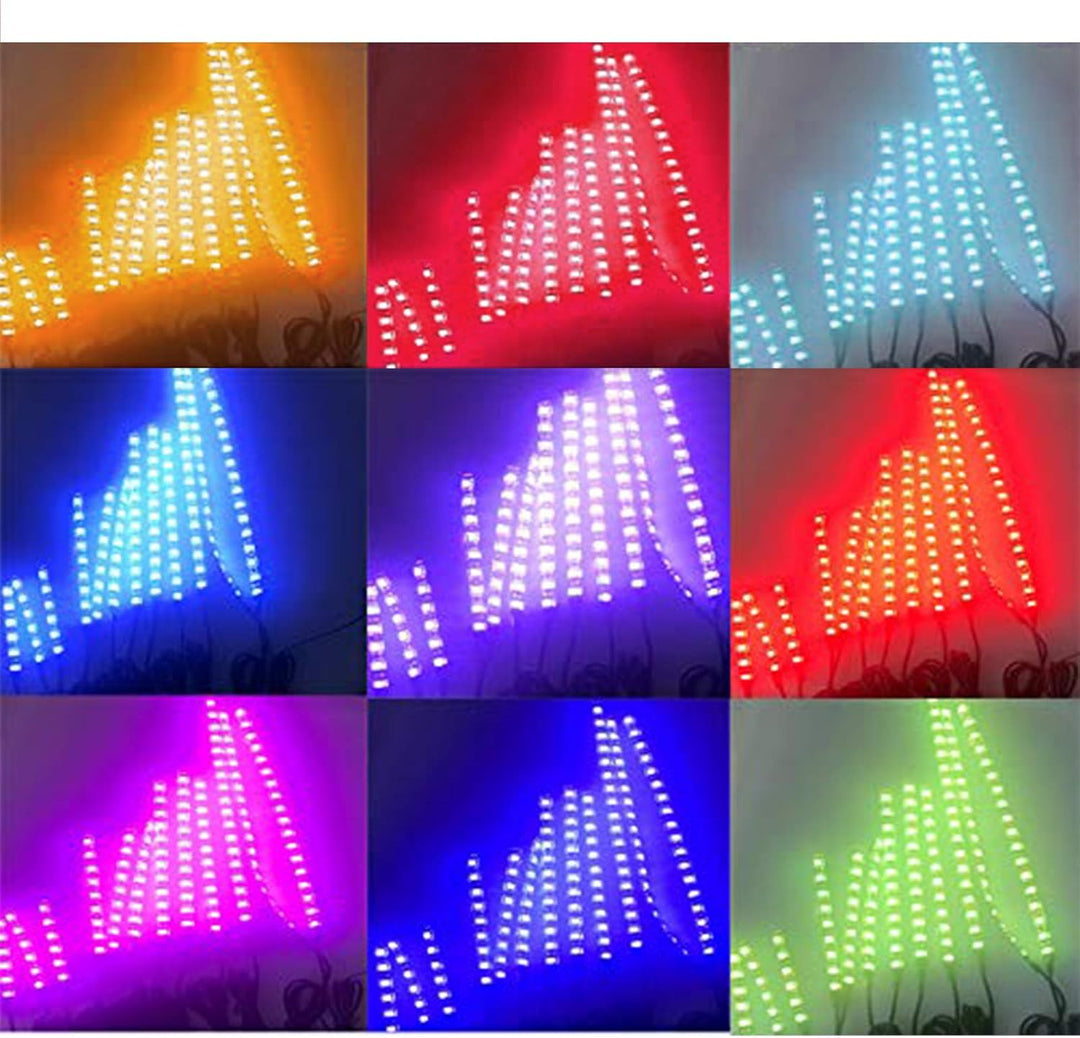 12 Pcs Motorcycle LED Light Kit Strips Multi-Color with Remote