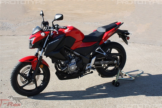 2015 - 2018 Honda CB300F No Cut Frame Sliders installed