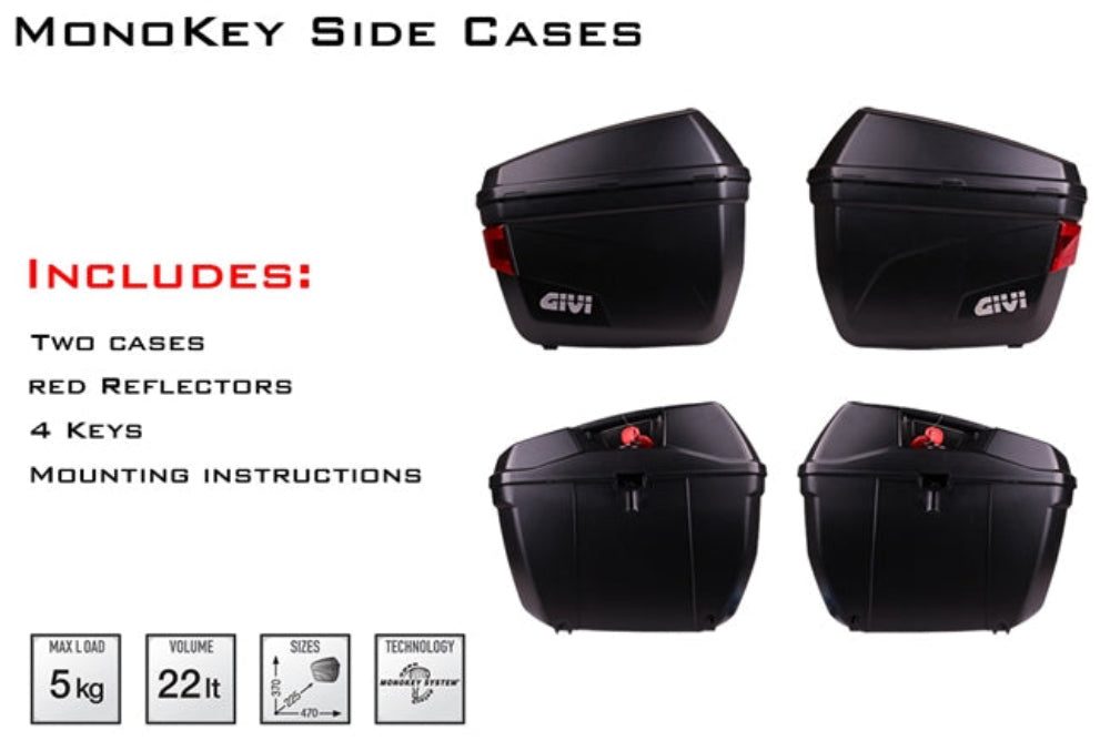 2021 - 2026 Kawasaki KLR650 Side Luggage Racks w/ 22LT Side Cases