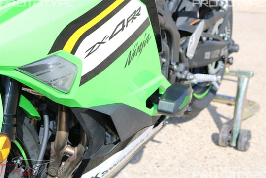 2023 - 2025 Kawasaki Ninja ZX-4R / ZX-4RR No Cut Frame Sliders Left Installed 