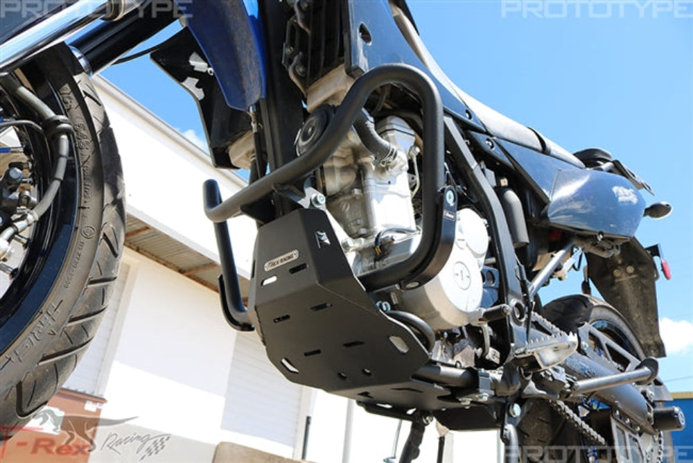 Kawasaki KLX250 / KLX300 Engine Guard Crash Cage - Version 2 installed .
