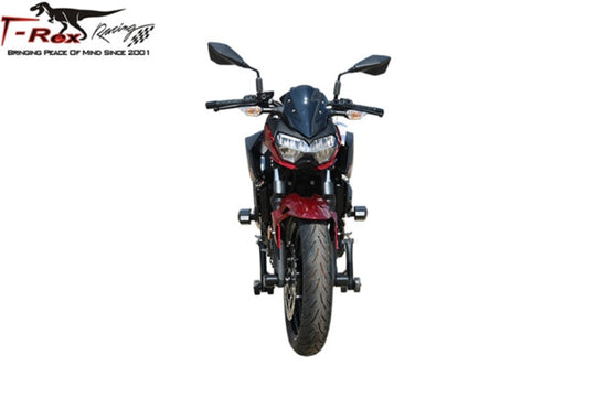 Kawasaki Z400 / Z500 No Cut Frame Sliders w/ aluminum inserts front view