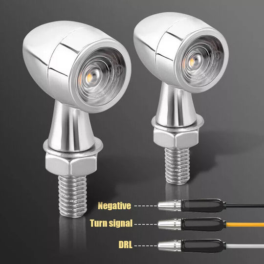 Mini LED Front Turn Signals Black or Chrome Finish