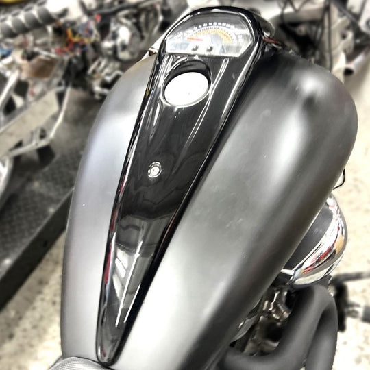 Suzuki M109R Extended Fuel Tank Dash Gloss Black Installed