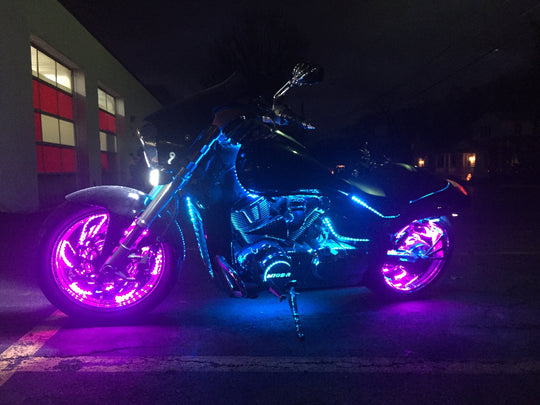 Suzuki M109R with LED Wheel Lights Installed