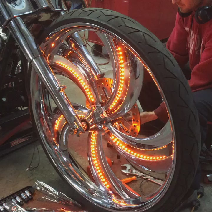 Harley Davidson with LED Wheel Lights 