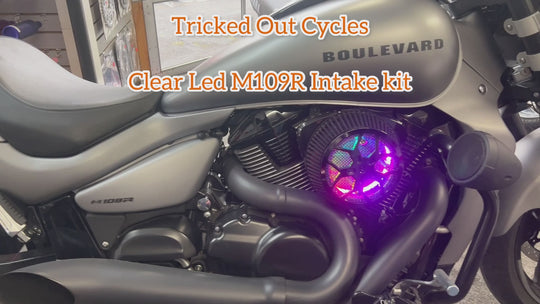 Suzuki M109R Big Sucker Air Filter With LED Kit Installed 