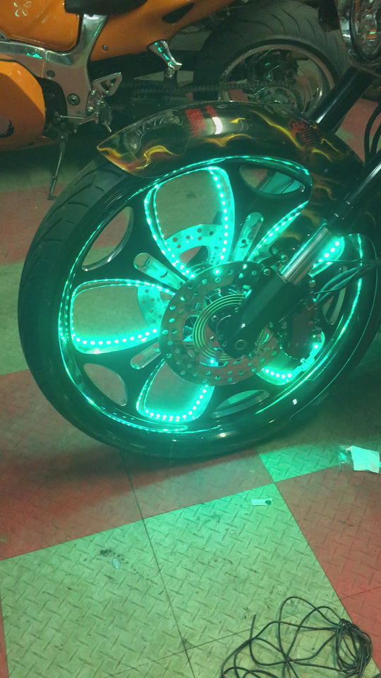 Honda VTX 1800 with LED Wheel Lights Installed 